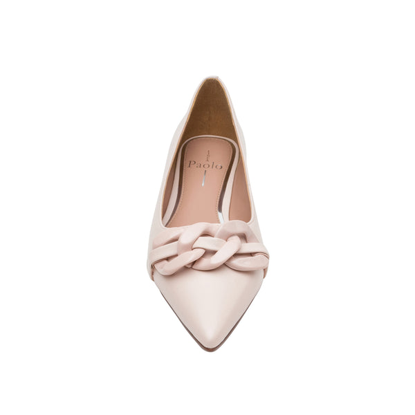 Linea Paolo NORA STYLE STEALS | Pointy Toe Resin Chain Keeper Flats Pale Pink Nappa