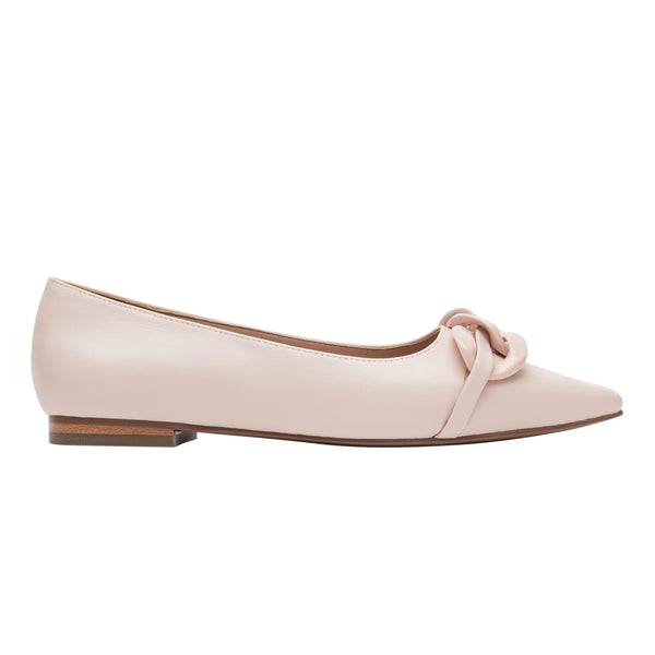 Linea Paolo NORA STYLE STEALS | Pointy Toe Resin Chain Keeper Flats Pale Pink Nappa