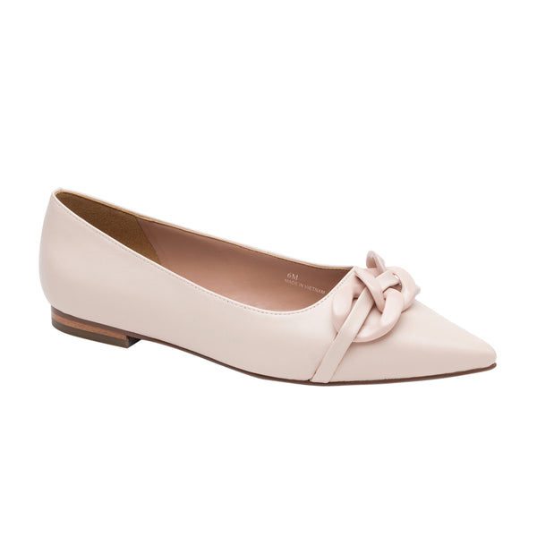 linea paolo NORA STYLE STEALS | Pointy Toe Resin Chain Keeper Flats Pale Pink Nappa