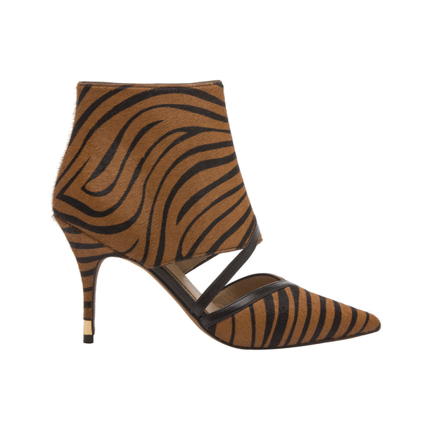 Linea Paolo NOREEN | Svelte Two Piece Cuffed Pump Caramel/Black Zebra Hair Calf/Nappa