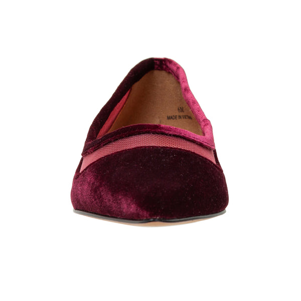 Linea Paolo NOVAH | Mixed Media Skimmer Flats Burgundy Velvet/Mesh