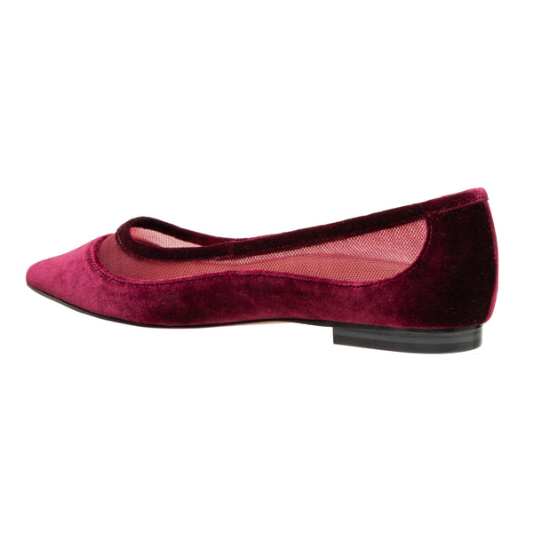 Linea Paolo NOVAH | Mixed Media Skimmer Flats Burgundy Velvet/Mesh