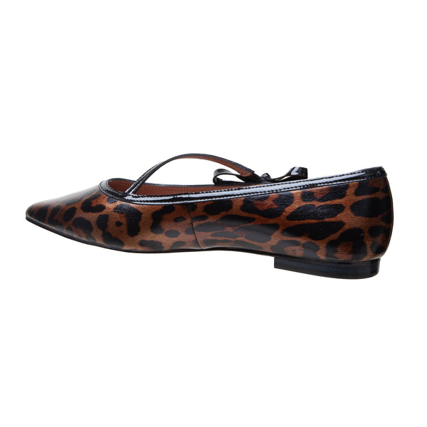 Linea Paolo NURI | Patent Leather Asymmetric Bow Skimmers Brown/Black Leopard Patent