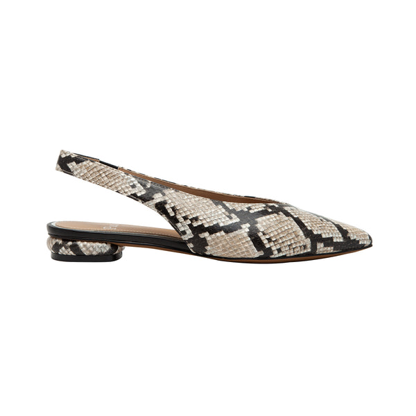 Linea Paolo PAULA | Svelte Leather Slingback Flat Ivory/Black/Beige Snake Print Leather