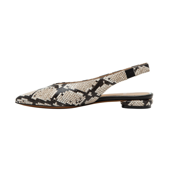 Linea Paolo PAULA | Svelte Leather Slingback Flat Ivory/Black/Beige Snake Print Leather