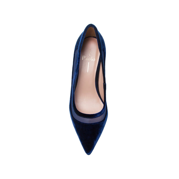 Linea Paolo PERLINE | Mixed Media High Heel Pumps Navy Velvet/Mesh