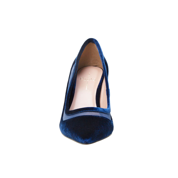 Linea Paolo PERLINE | Mixed Media High Heel Pumps Navy Velvet/Mesh