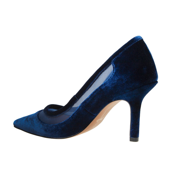 Linea Paolo PERLINE | Mixed Media High Heel Pumps Navy Velvet/Mesh
