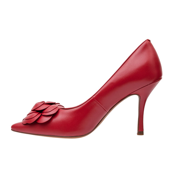 Linea Paolo PRIMROSE | Rosette Flower Dress Pumps Red Nappa