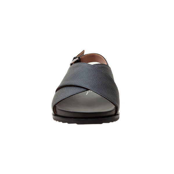 Linea Paolo RAYLIN | Cross Strap Footbed Sandals Black Tumbled Leather
