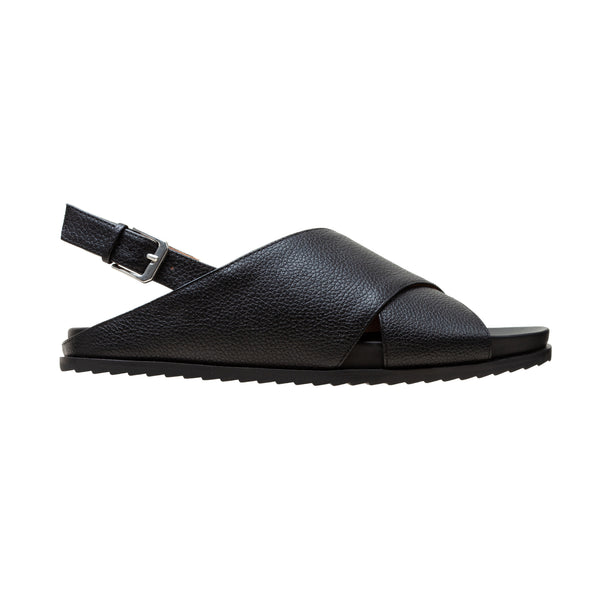 Linea Paolo RAYLIN | Cross Strap Footbed Sandals Black Tumbled Leather