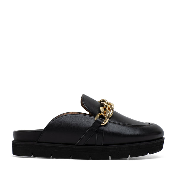 Linea Paolo ROANN | Platform Metal Chain Mules Black Matte Goat