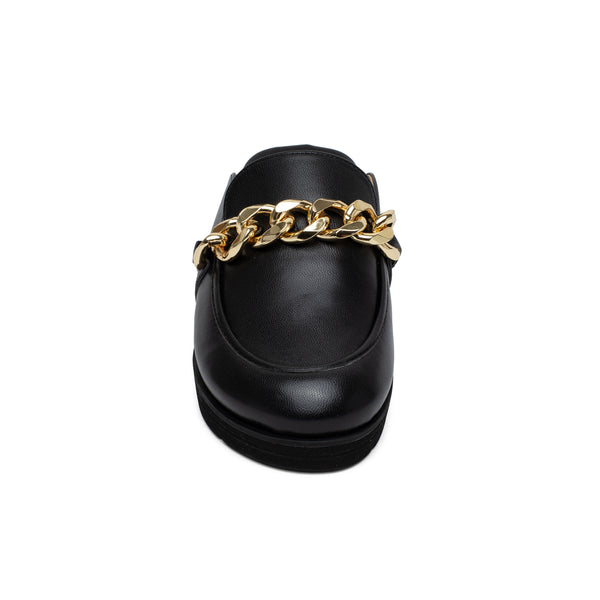 Linea Paolo ROANN | Platform Metal Chain Mules Black Matte Goat