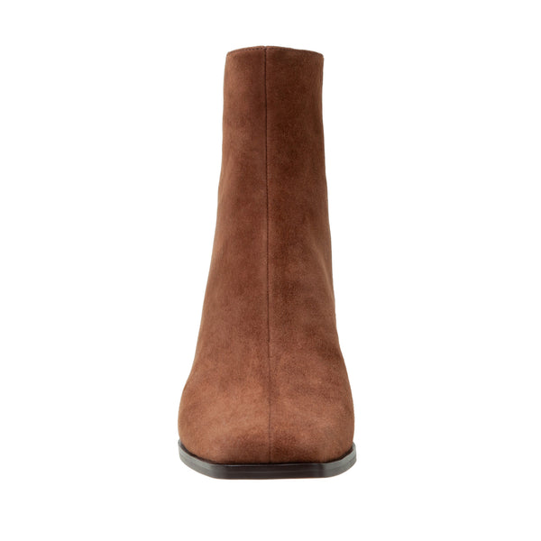 Linea Paolo SAGE X | Flared Stack Heel Ankle Boots Chocolate Brown Suede