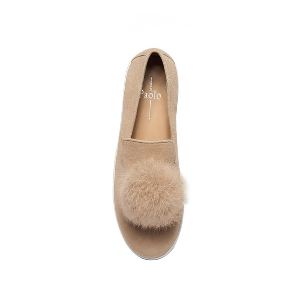 Linea Paolo SAMMY | Pom Pom Loafers Dusty Rose Kid Suede