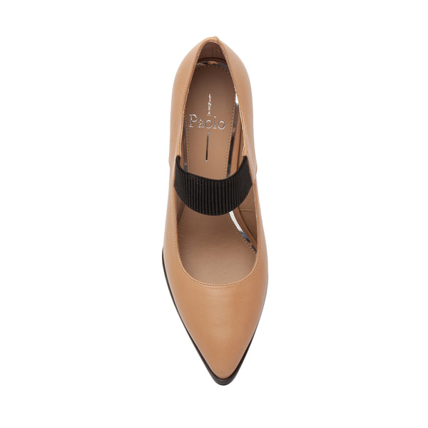 Linea Paolo SANAE | High Column Heel Elastic Strap Pumps Desert Leather