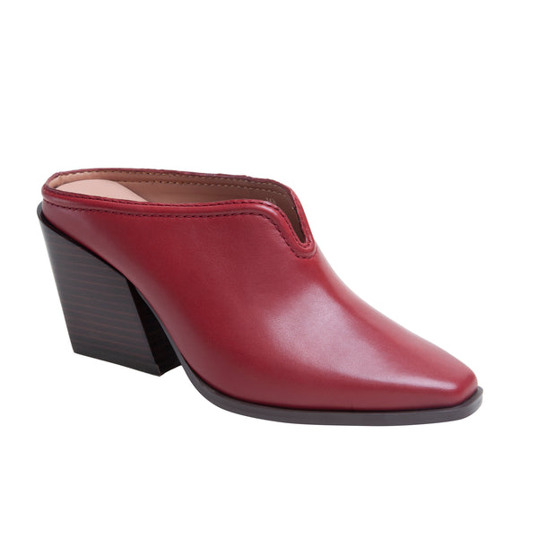 linea paolo SHELLEY | Mid-Height Stack Heel Western Mule Deep Red Leather linea paolo SHELLEY | Mid-Height Stack Heel Western Mule Deep Red Leather