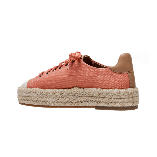 Linea Paolo SILVA | Lace-Up Platform Espadrille Sneakers Dark Tan/Cognac Canvas/Leather