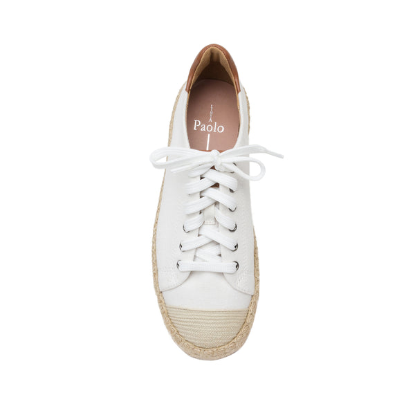 Linea Paolo SILVA STYLE STEALS | Lace-Up Platform Espadrille Sneakers White/Cognac Canvas/Leather