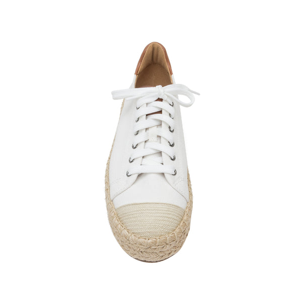 Linea Paolo SILVA STYLE STEALS | Lace-Up Platform Espadrille Sneakers White/Cognac Canvas/Leather