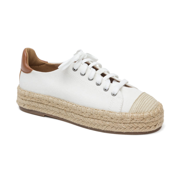 linea paolo SILVA STYLE STEALS | Lace-Up Platform Espadrille Sneakers White/Cognac Canvas/Leather