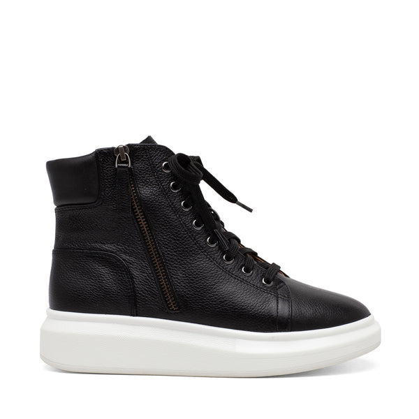 Linea Paolo TANYA | Marshmallow Bottom High-top Sneakers Black Pebbled Leather