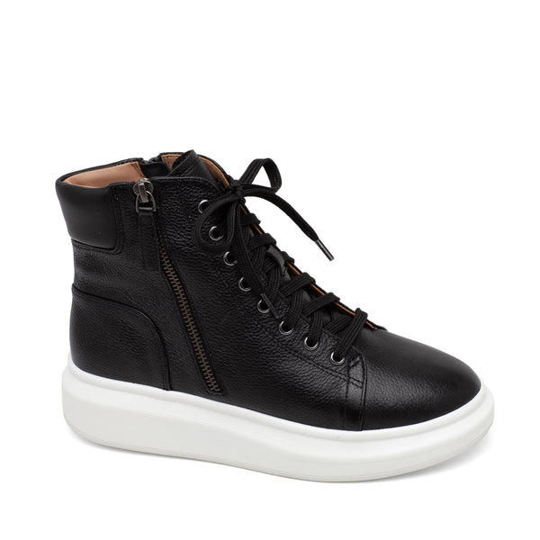 linea paolo TANYA | Marshmallow Bottom High-top Sneakers Black Pebbled Leather
