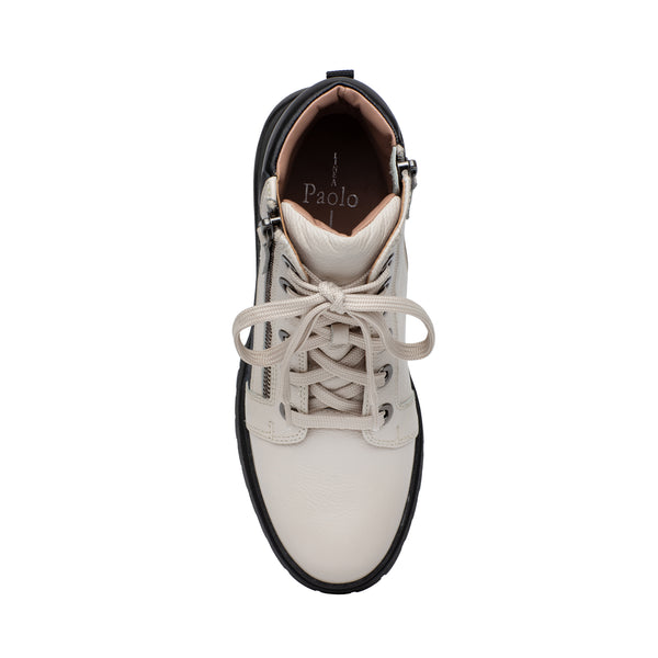 Linea Paolo TELANA | Mid Height Hiker Booties Cream/Black Tumbled Leather/Nappa