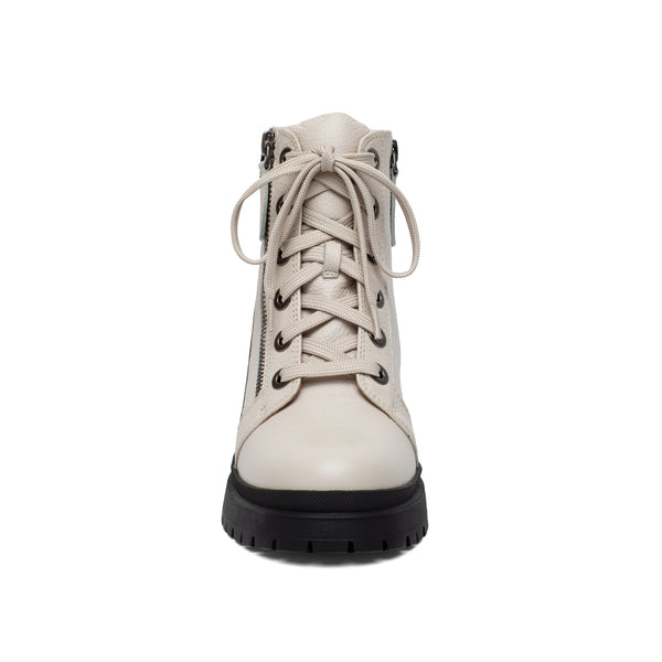 Linea Paolo TELANA | Mid Height Hiker Booties Cream/Black Tumbled Leather/Nappa
