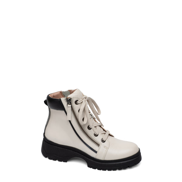 linea paolo TELANA | Mid Height Hiker Booties Cream/Black Tumbled Leather/Nappa