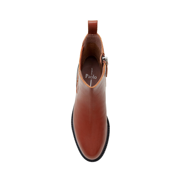 Linea Paolo TESSA | Low Stack Ankle Boots Cognac Tumbled Leather