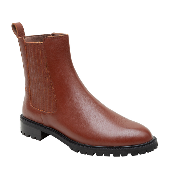 linea paolo TESSA | Low Stack Ankle Boots Cognac Tumbled Leather