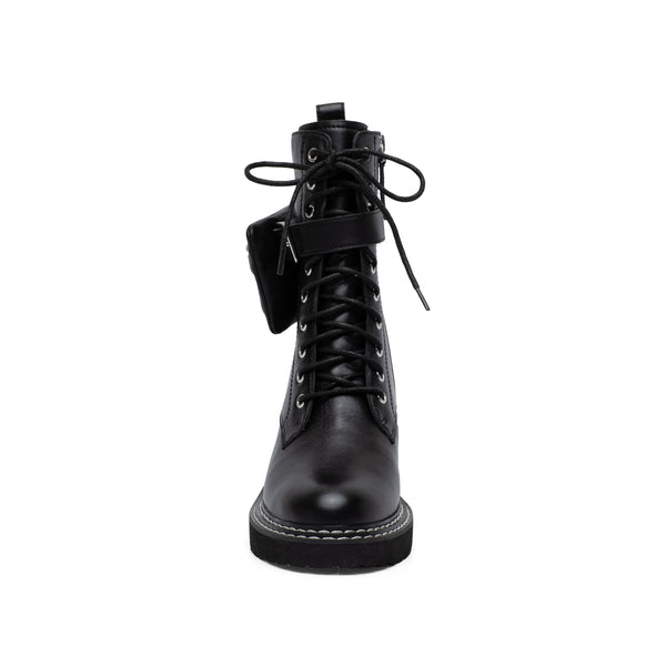Linea Paolo THAMES | Calf Height Lace-Up Boots With Zipper Pouch Black Nappa