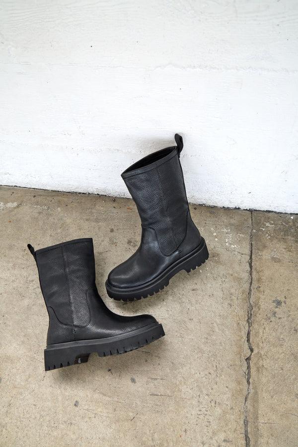Linea Paolo THATCHER | Lug Sole Moto Boots Black Oiled Leather