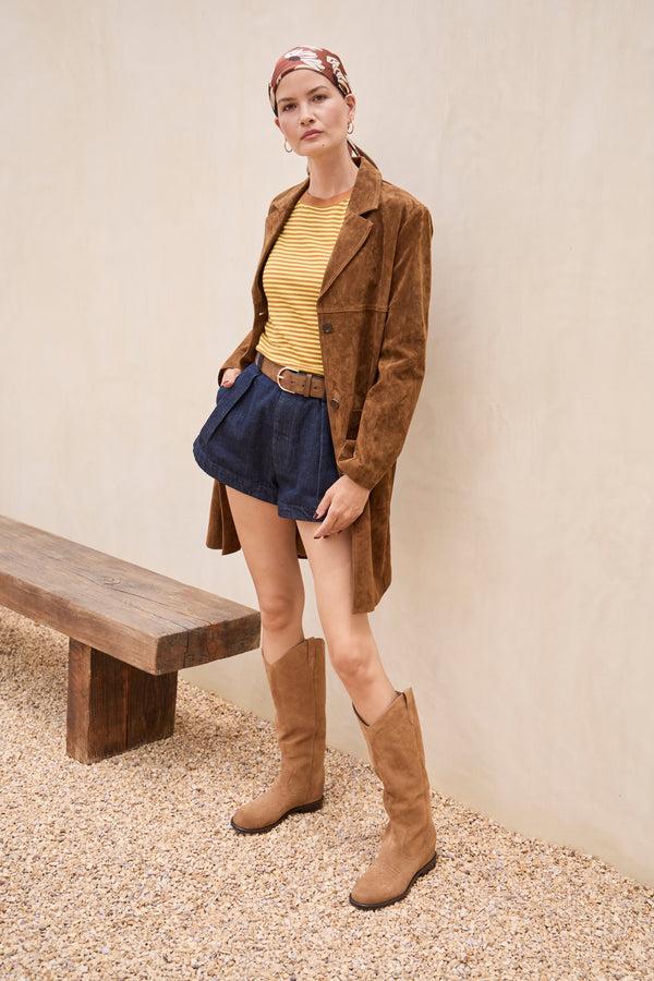 Linea Paolo TRACY | Knee High Casual Hidden Wedge Boot Nutmeg Suede