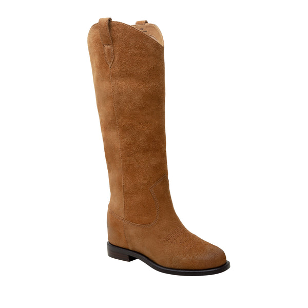 linea paolo TRACY | Knee High Casual Hidden Wedge Boot Nutmeg Suede