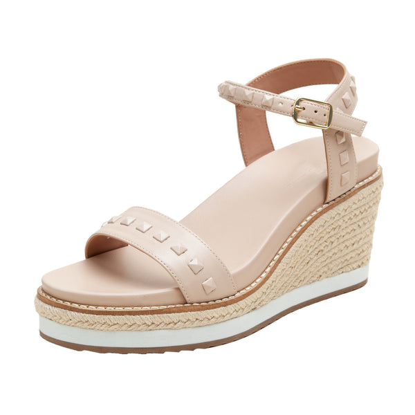 Linea Paolo VICHI | Studded Leather Espadrille Wedges Blush Pink Nappa