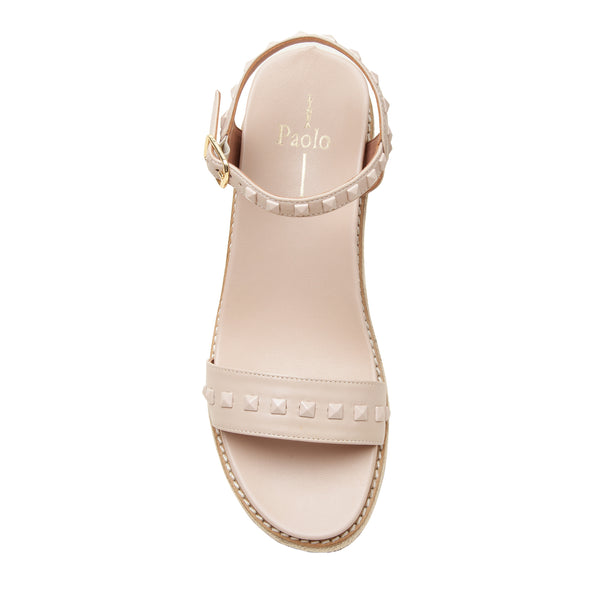 Linea Paolo VICHI | Studded Leather Espadrille Wedges Blush Pink Nappa