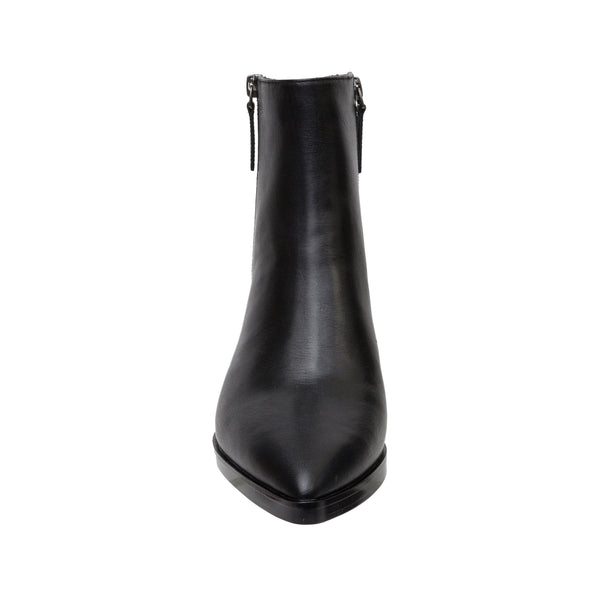 Linea Paolo VIVA | Womens Mid-Height Block Heel Zipper Detail Leather Ankle Booties Black Leather