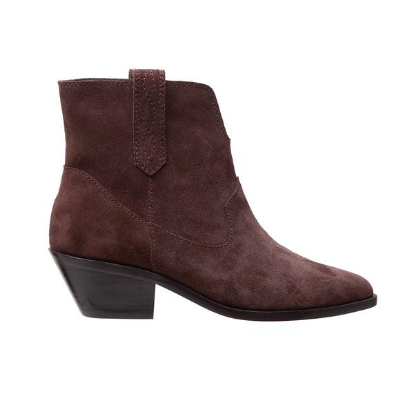 Linea Paolo WITT | Low Heel Pull On Western Boot Chocolate Suede