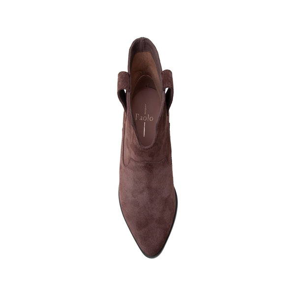 Linea Paolo WITT | Low Heel Pull On Western Boot Chocolate Suede