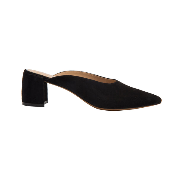 Linea Paolo ZADIE | Mid-Height Block Heel Mules Black Suede
