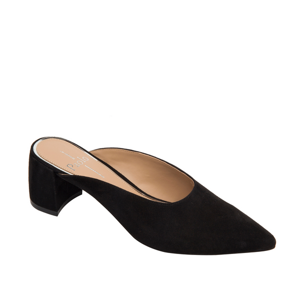linea paolo ZADIE | Mid-Height Block Heel Mules Black Suede