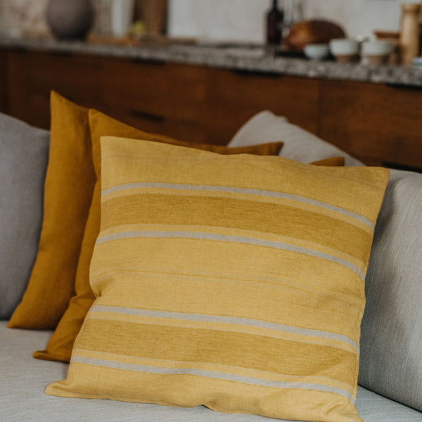 Linen Tales Amber Bronze Stripes Linen Cushion Cover