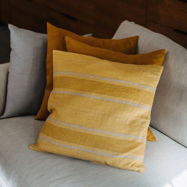 Linen Tales Amber Bronze Stripes Linen Cushion Cover