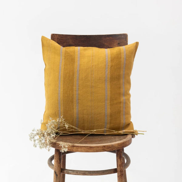 Linen Tales Amber Bronze Stripes Linen Cushion Cover