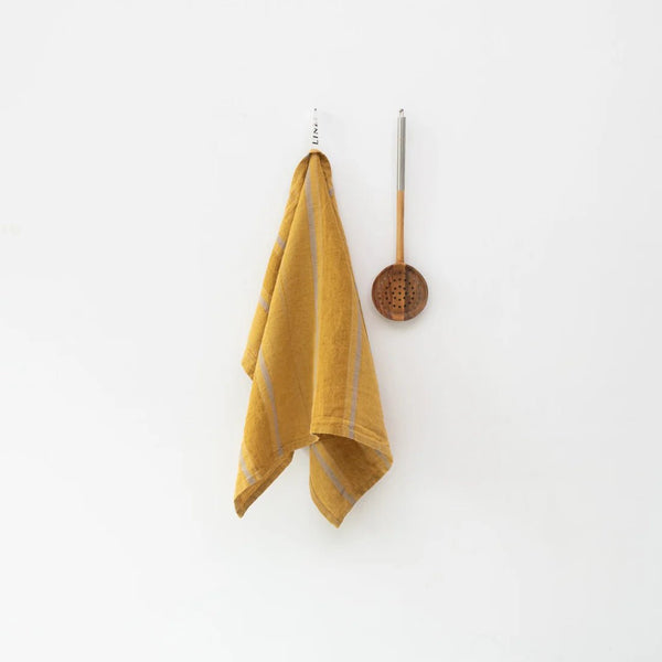 Linen Tales Amber Bronze Stripes Linen Kitchen Towel