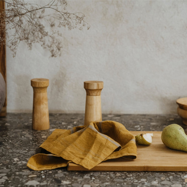 Linen Tales Amber Bronze Stripes Linen Napkins Set Of 2