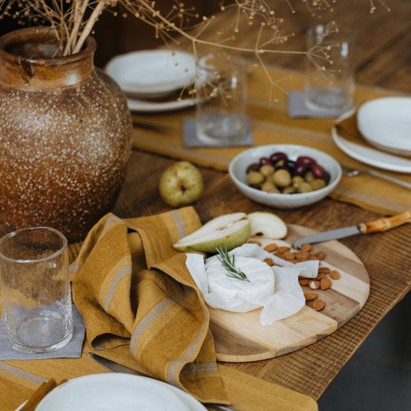 Linen Tales Amber Bronze Stripes Linen Napkins Set Of 2