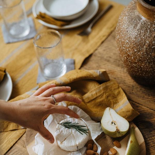 Linen Tales Amber Bronze Stripes Linen Napkins Set Of 2
